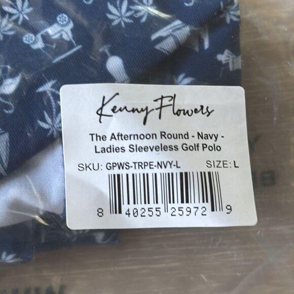Kenny flowers THE‎ AFTERNOON ROUND
NAVY - LADIES SLEEVELESS GOLF POLO size L NWT - Picture 9 of 9
